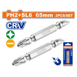 S/driver Bit Mag Set Ph2+sl6 65mm 2pcss