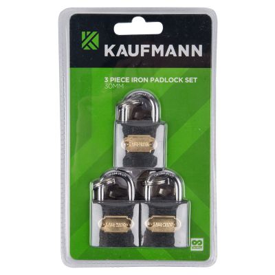 KAUFMANN PADLOCK STEEL SET 3 PC 30MM