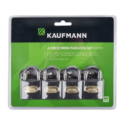 KAUFMANN PADLOCK STEEL SET 4 PC 30MM