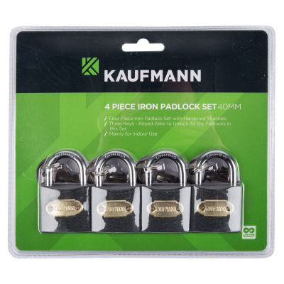 KAUFMANN PADLOCK STEEL SET 4 PC 40MM