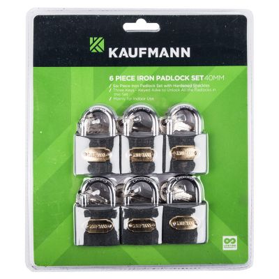 KAUFMANN PADLOCK STEEL SET 6 PC 40MM
