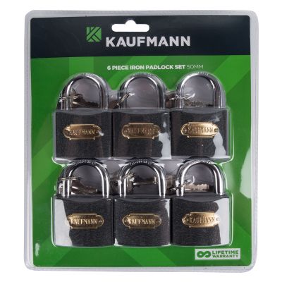 KAUFMANN PADLOCK STEEL SET 6 PC 50MM