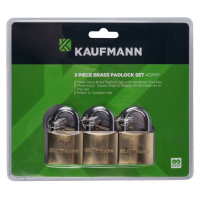 KAUFMANN PADLOCK BRASS SET 3 PC 40MM