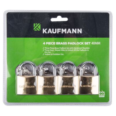 KAUFMANN PADLOCK BRASS SET 4 PC 40MM