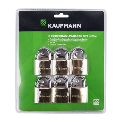 KAUFMANN PADLOCK BRASS SET 6 PC 30MM