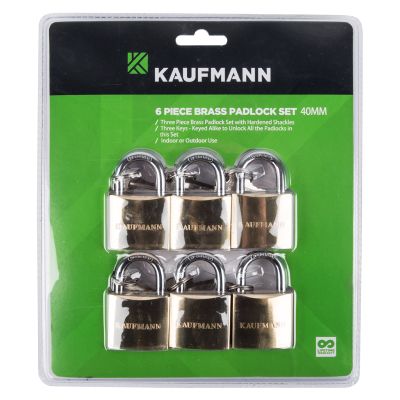 KAUFMANN PADLOCK BRASS SET 6 PC 40MM