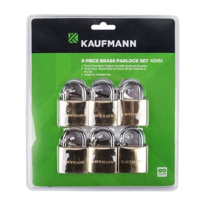 KAUFMANN PADLOCK BRASS SET 6 PC 50MM
