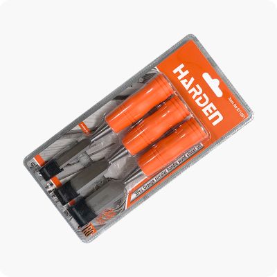 3pcs Orange circular handle wood chisel set