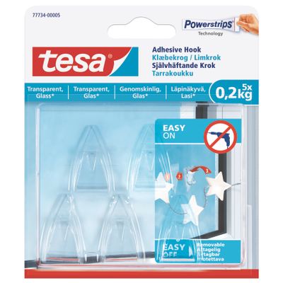 TESA Adhesive Hooks- Transparent Surface Small 5 Hooks (IP 10)