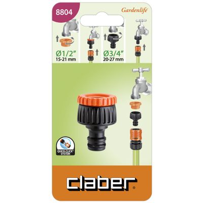 MULTI THREAD 3/4 inch & 1/2 inch TAP TO CLICK CONNECTOR (CARDED)