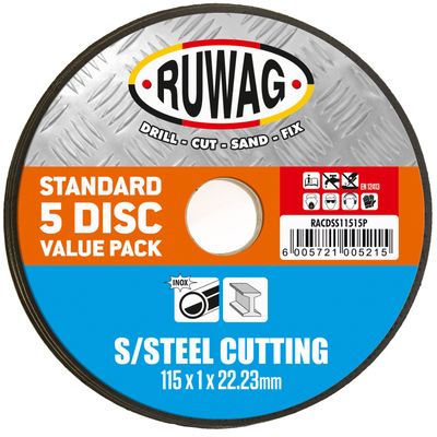 115mm STAINLESS STEEL ABRASIVE CUTTING DISC 5 PACK /pk