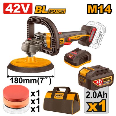 42v Ps+c/l B/l Polisher 180mm Incl Assy Kit In Bag
