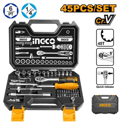 Socket Set 1/4inch 45pcs 4-14mm Bmc