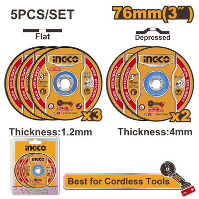 Disc Cut/grind Metal Abrasive 75mm Set 5pcs