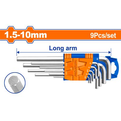 A/key Hex Long Set Cr V 1.5mm-10mm 9pcss