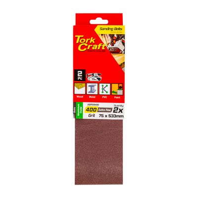 Sanding Belt 75 X 533mm 400grit 2/pack