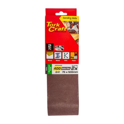 Sanding Belt 75 X 533mm 400grit 2/pack