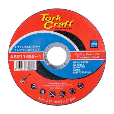 Cutting Disc Stainless Steel 115 X 1.0 X 22.22 Mm