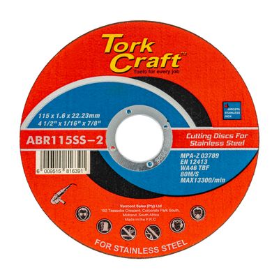 Cutting Disc Stainless Steel 115 X 1.6 X 22.22mm