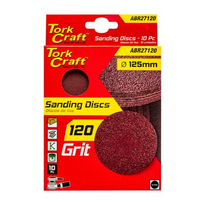 Sanding Disc 125mm No Hole 120 Grit 10/pack Hook And Loop
