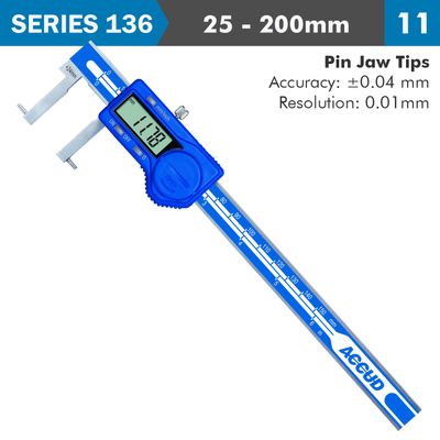 Dig. Caliper 25-200mm 0.04mm Acc. Inside . 0.01mm Res. S/steel