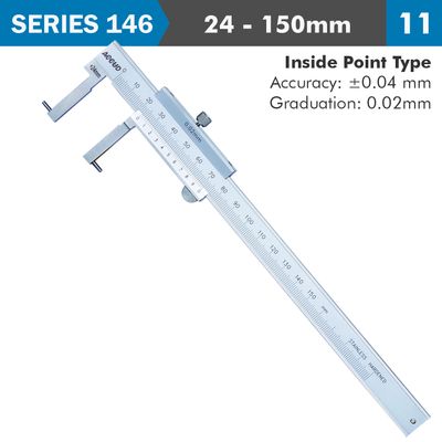 Vernier Caliper 24-150mm 0.04mm Acc. 0.02mm Grad. Inside . S/steel