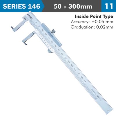 Vernier Caliper 50-300mm 0.06mm Acc. 0.02mm Grad. Inside . S/steel