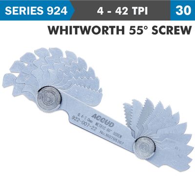 Pitch Gauge 4-42tpi 30 Leaves Whitworth 55deg. Screw 0.07mm Acc.