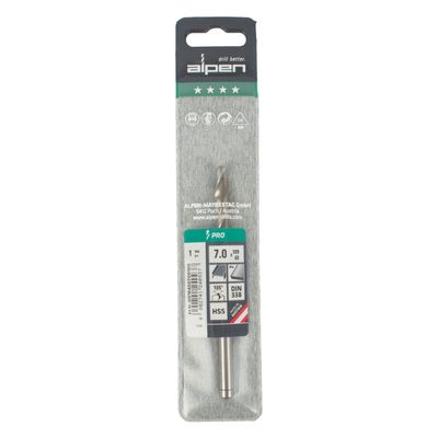 ALPEN Pro Hss 7mm Drill Din 338 Rn 135 Split Point Plastic Wallet
