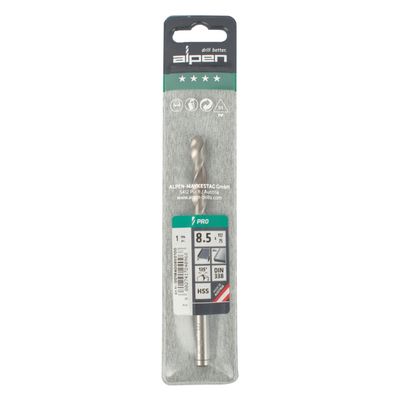 ALPEN Pro Hss 8.5mm Drill Din 338 Rn 135 Split Point Plastic Wallet