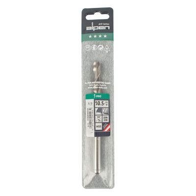 ALPEN Pro Hss 10.5mm Drill Din 338 Rn 135 Split Point Plastic Wallet