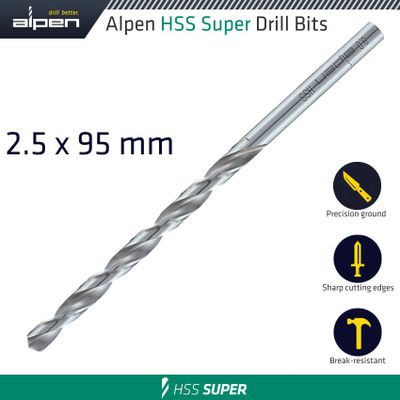 Hss Drill Bit Long 2.5 X 95mm Bulk