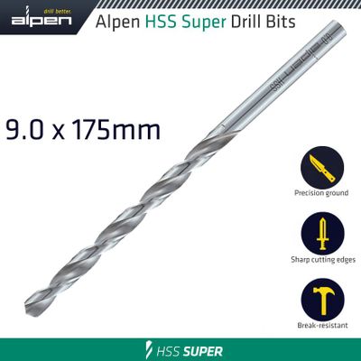 Hss Drill Bit Long 9 X 175mm Bulk