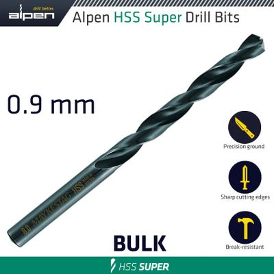 Hss Super Drill Bit 0.9mm Bulk