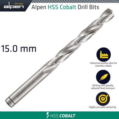 Hss Cobalt Din 338 15mm Bulk