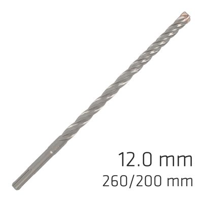 Force X 12.0 X 260/200 Sds-plus Rebar Drill Bit X4 Cutting Edges - Bul