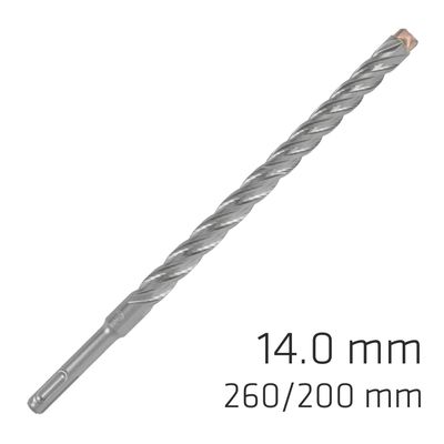 Force X 14.0 X 260/200 Sds-+ Rebar Drill Bit X4 Cutting Edges