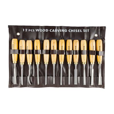 Chisel Set Wood Carving 12piece In Leather Pouch