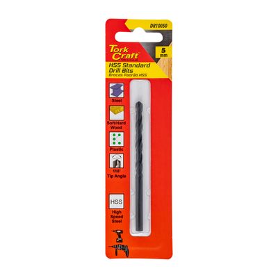 Drill Bit Hss St&ard 5.0mm 1/card
