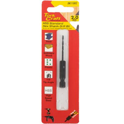 Drill Bit Hss St&ard 2.0mm Hex Shank 1/card