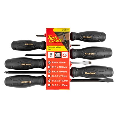 6pc Screwdriver Set Black H&le