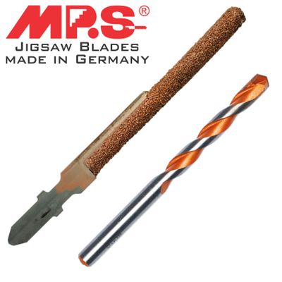 Jigsaw Blade Univ. Set Carbide Rasp 6mm 100/75 + Drill Bit 6x60x100mm