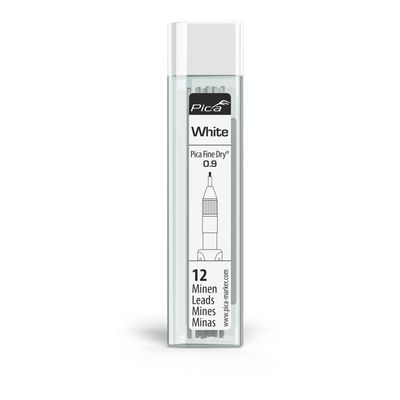 PICA Fine Dry 0.9mm Lead 12pc Refill Set White