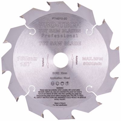 Saw Blade Tct 160x2.2x20x12t Wood Prof. PRO-TECH Fes. Ts55 Pw12