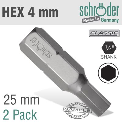 Hex/allen Ins.bit 4mm 2/pack