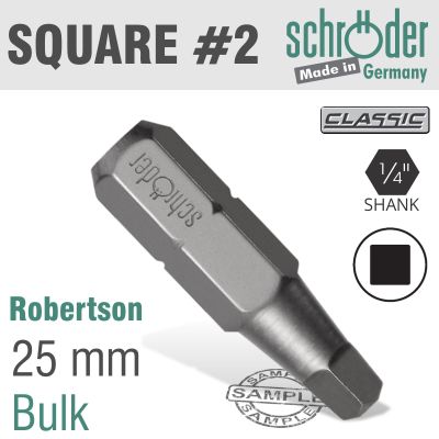 Sq.recess No.2x25mm Insert Bit