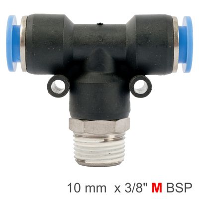 Pu Hose Fitting Tee 10mm-3/8 M