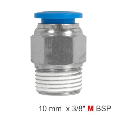Pu Hose Fitting Straight Stud 10mm-3/8 M