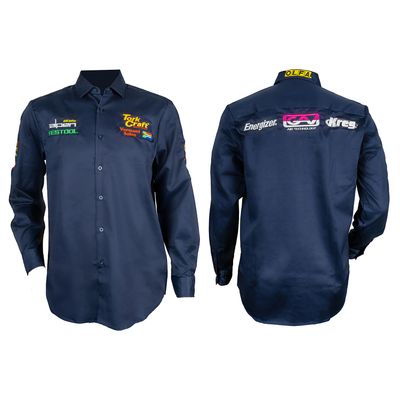 Vermont Mens Cotton Shirt Navy Blue Large - Long Sleeve