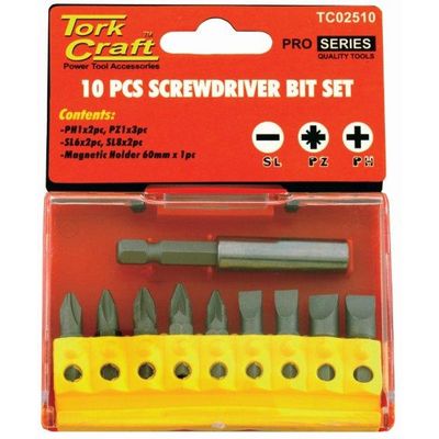 Screwdriver Bit Set 10pcs(ph2x2.pz2x3slotted6mmx2.8mmx2)